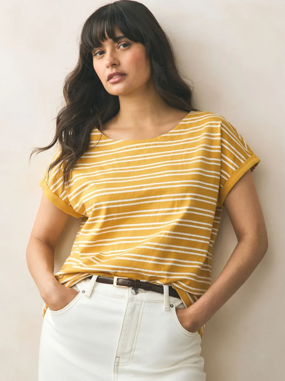 Pink/Green/White/Yellow Stripe/ Palm Print Cap Sleeve T-Shirts 5 Pack