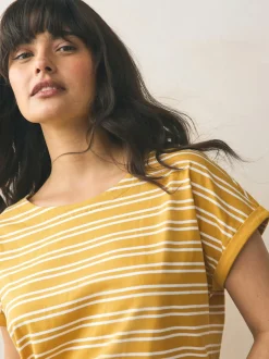 Pink/Green/White/Yellow Stripe/ Palm Print Cap Sleeve T-Shirts 5 Pack