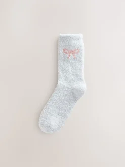 Pink/Grey Bows Cosy Ankle Socks 4 Pack