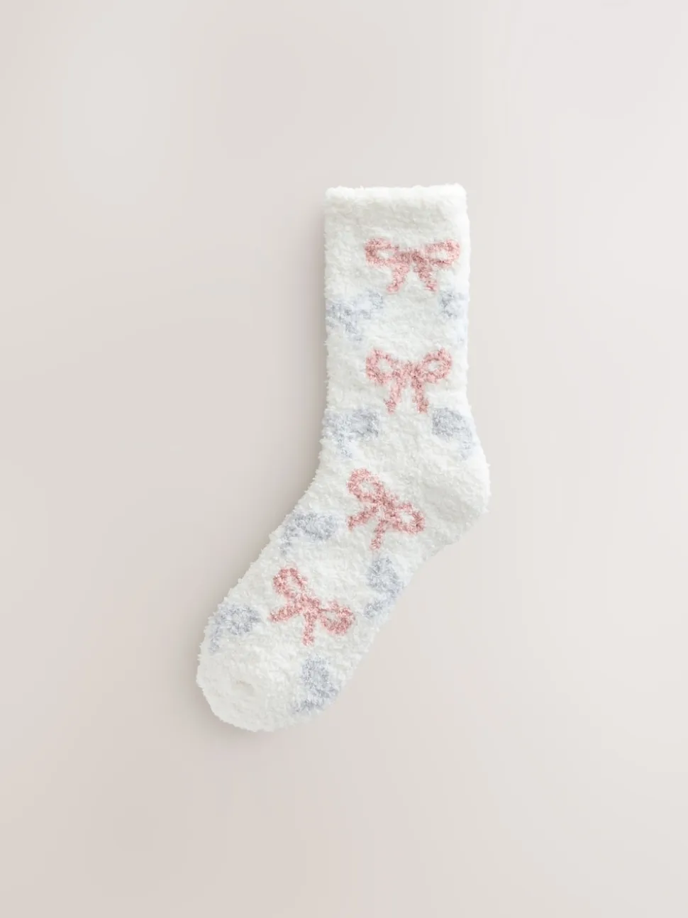 Pink/Grey Bows Cosy Ankle Socks 4 Pack