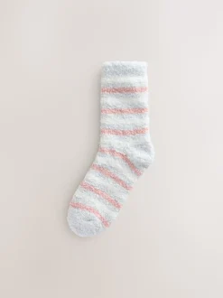 Pink/Grey Bows Cosy Ankle Socks 4 Pack