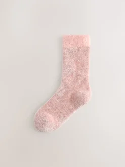 Pink/Grey Sparkle Velvet Cosy Socks 2 Pack