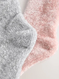 Pink/Grey Sparkle Velvet Cosy Socks 2 Pack