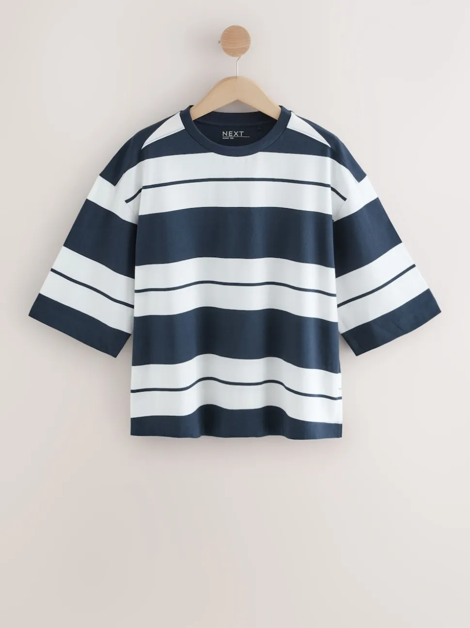 Pink/Khaki/Stripe Elbow Length Crew Neck 100% Cotton T-Shirts 3 Pack