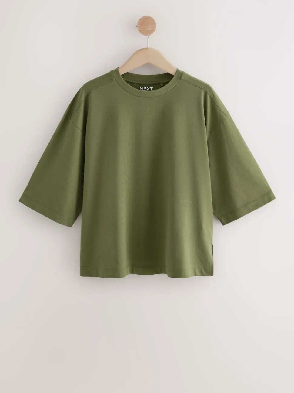 Pink/Khaki/Stripe Elbow Length Crew Neck 100% Cotton T-Shirts 3 Pack