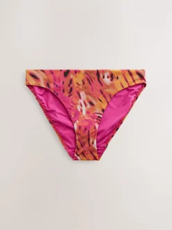 Pink/Orange Metallic High Leg Print Bikini Bottoms