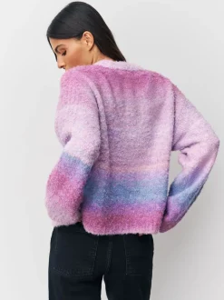 Pink/Purple Spacedye Boucle Crew Neck Jumper With Wool