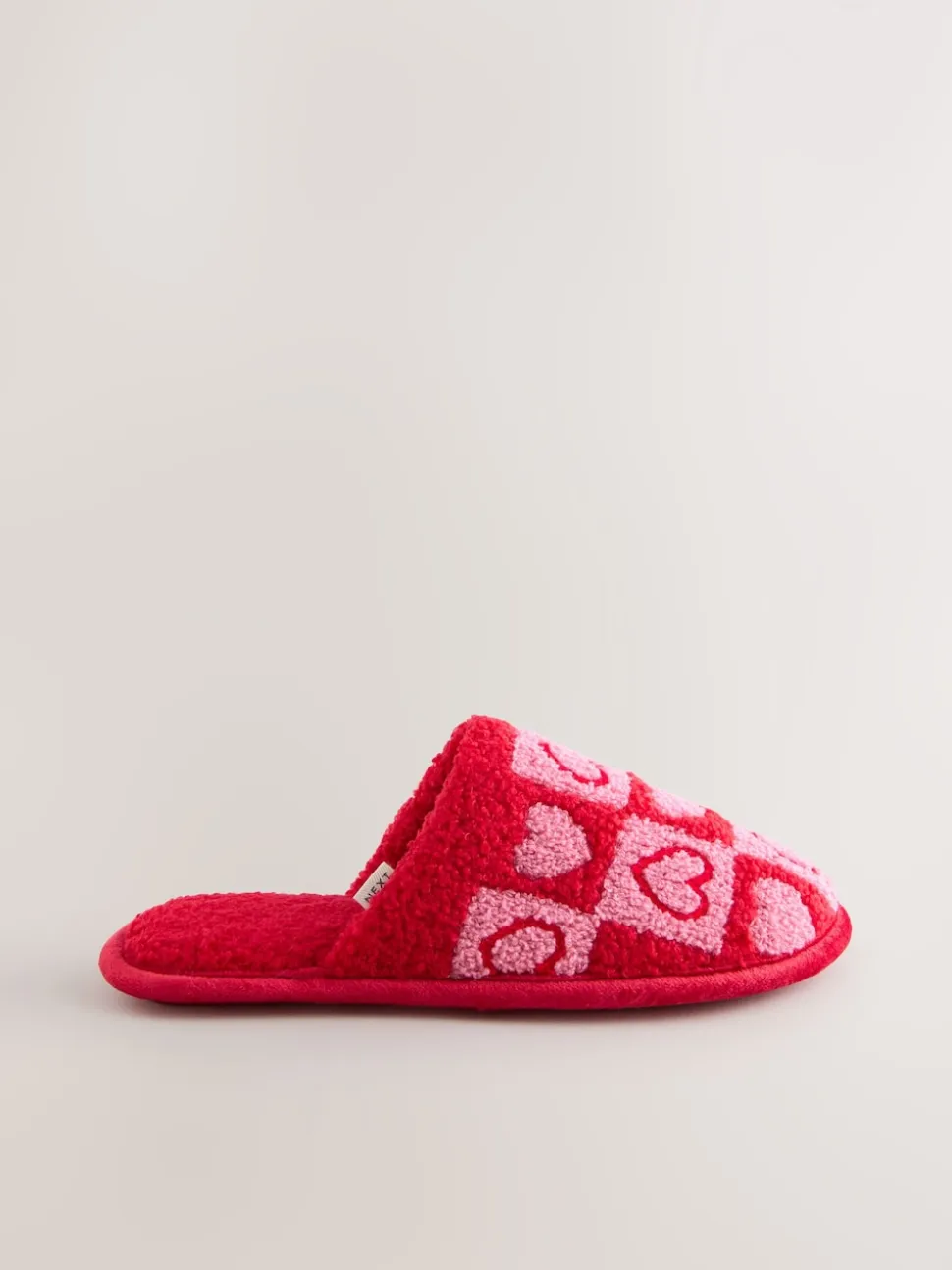 Pink/Red Borg Mule Check Heart Slippers