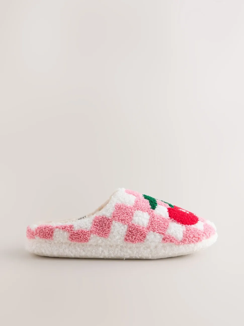 Pink/Red Check Cherry Mule Slippers