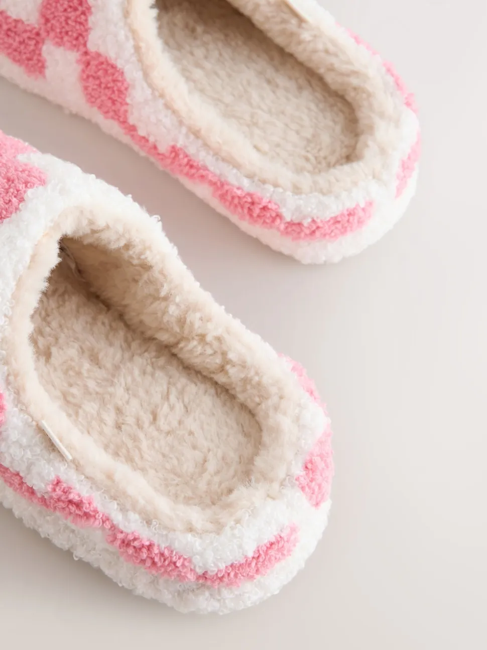 Pink/Red Check Cherry Mule Slippers