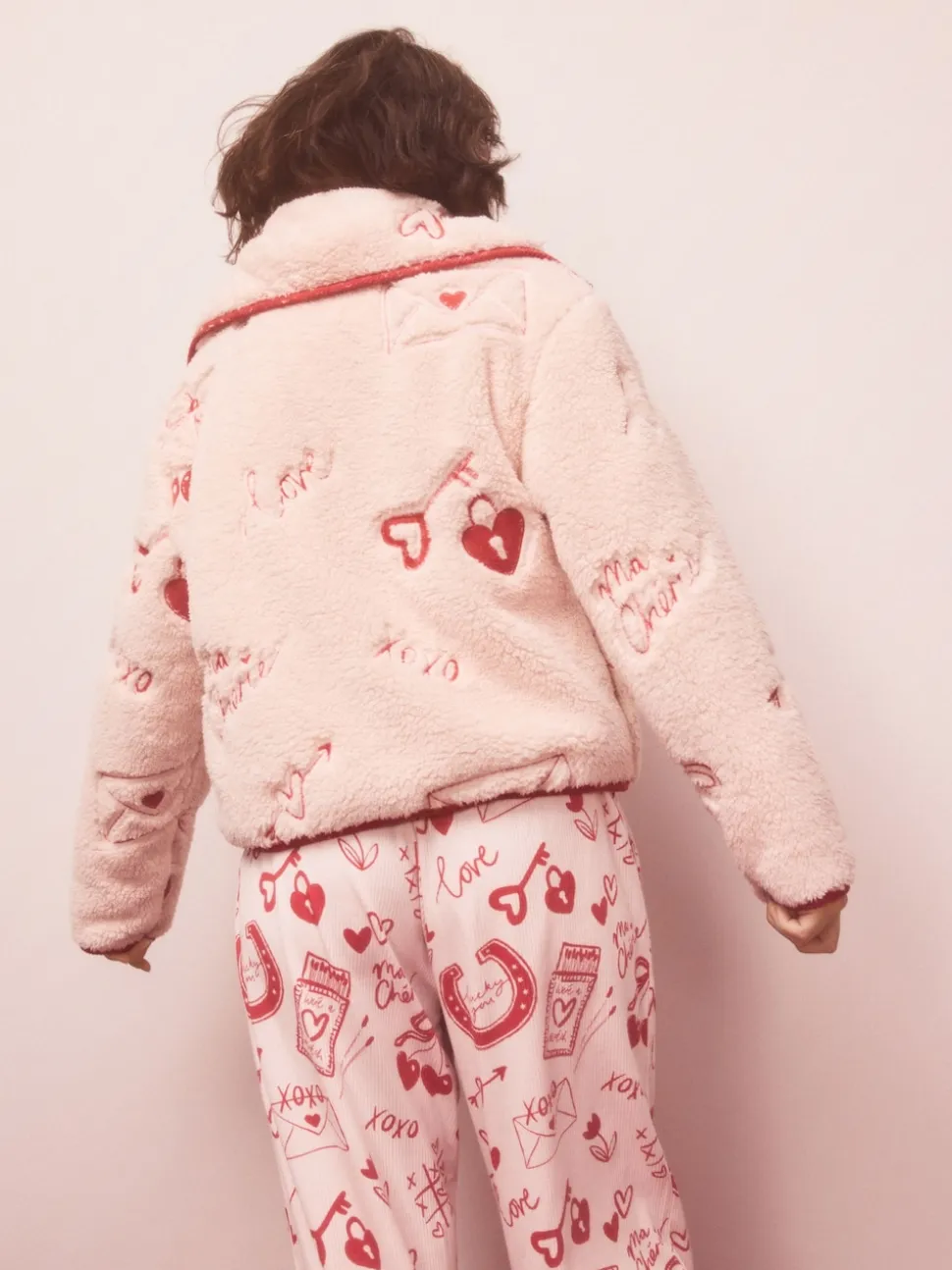 Pink/Red Heart Borg Full Zip Fleece