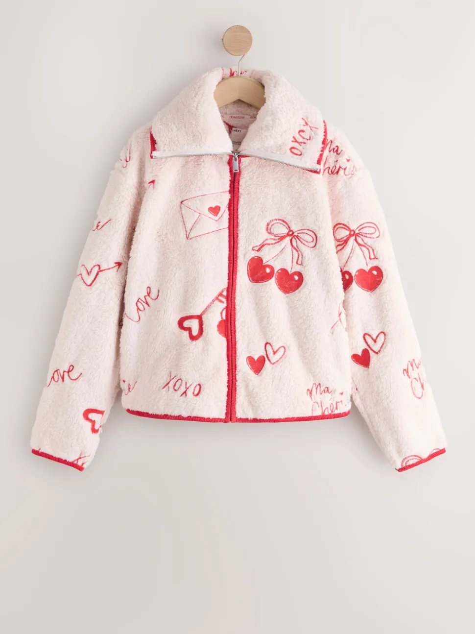 Pink/Red Heart Borg Full Zip Fleece