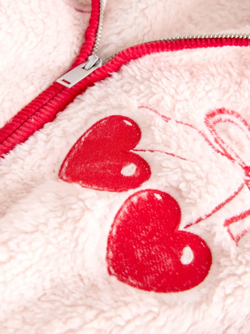 Pink/Red Heart Borg Full Zip Fleece