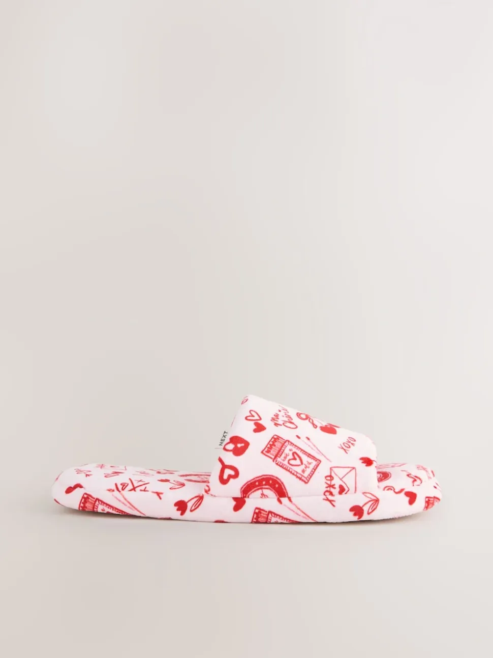 Pink/Red Heart Plush Slider Slippers