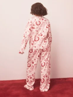 Pink/Red Heart Ribbed Long Sleeve Pyjamas
