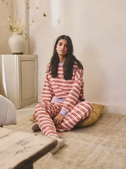 Pink/Red Stripe Wide Leg Joggers