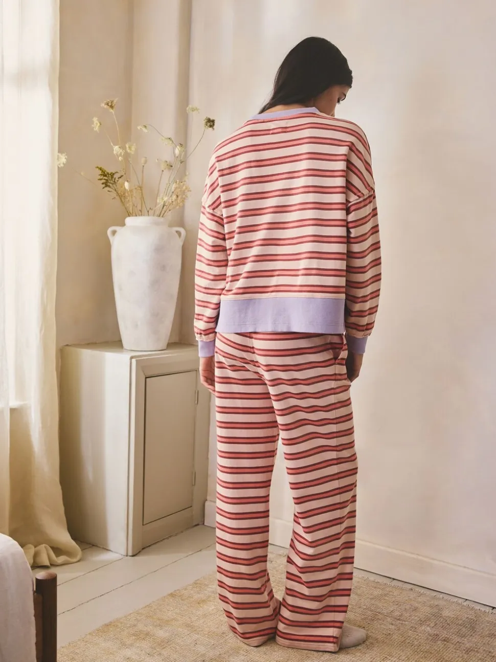 Pink/Red Stripe Wide Leg Joggers