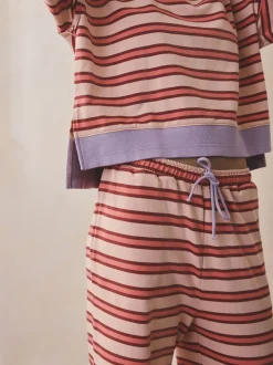 Pink/Red Stripe Wide Leg Joggers