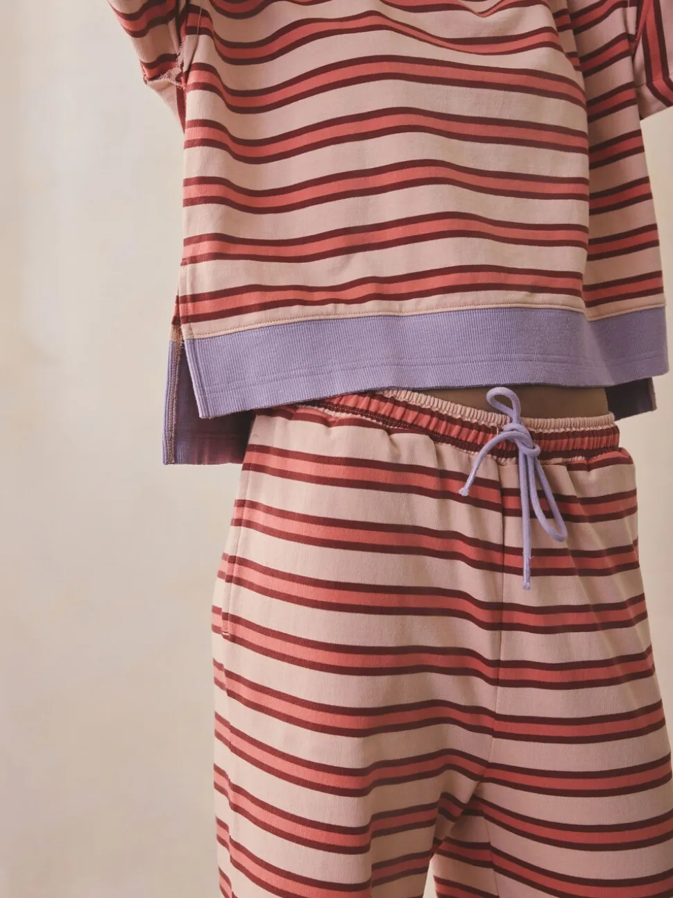 Pink/Red Stripe Wide Leg Joggers