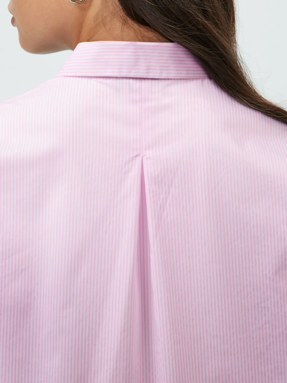 Pink/White Stripe Fitted Stretch Essential Long Sleeve Shirt