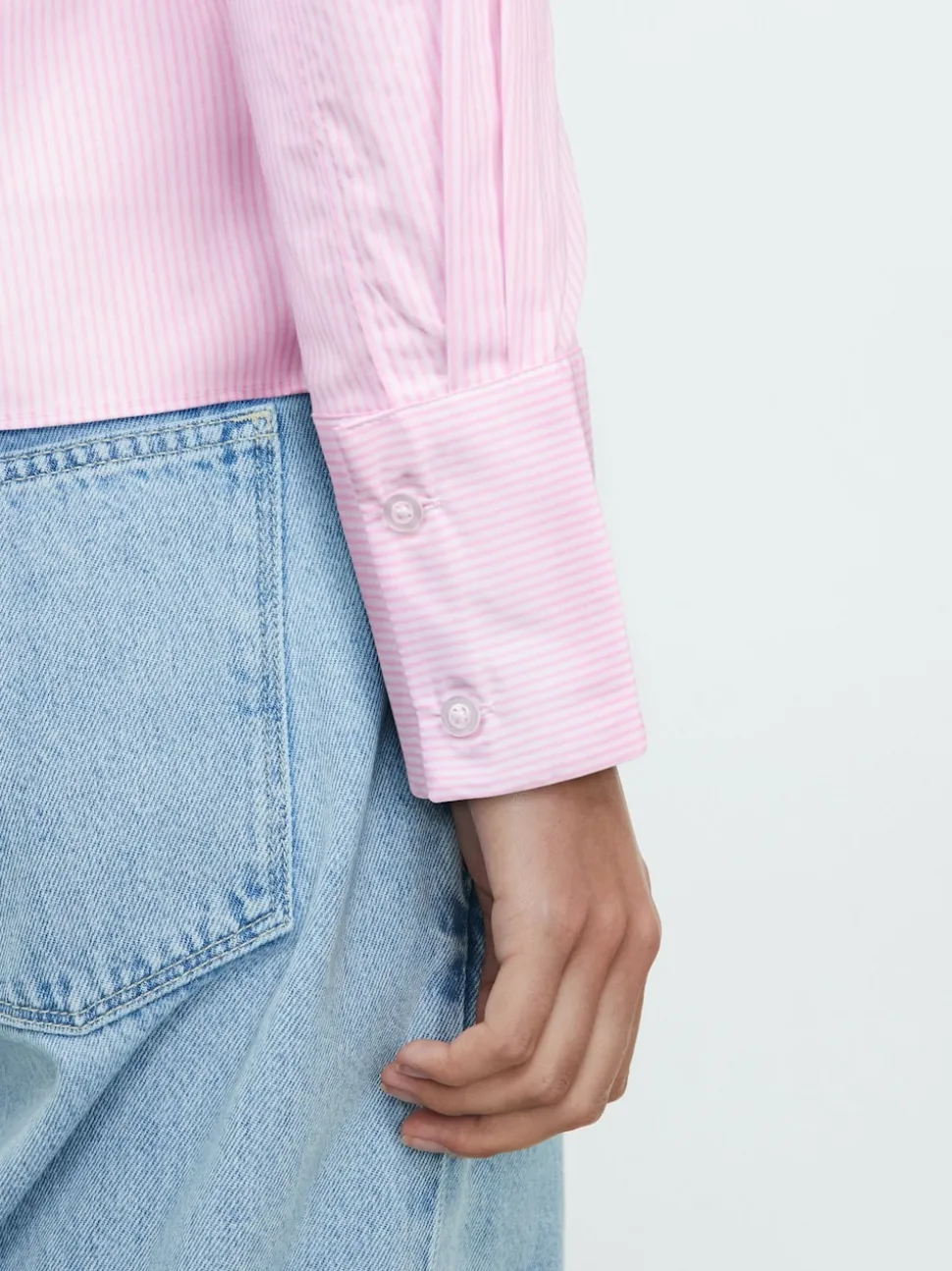Pink/White Stripe Fitted Stretch Essential Long Sleeve Shirt