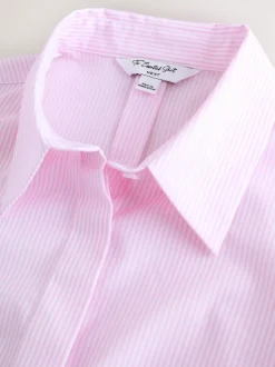 Pink/White Stripe Fitted Stretch Essential Long Sleeve Shirt