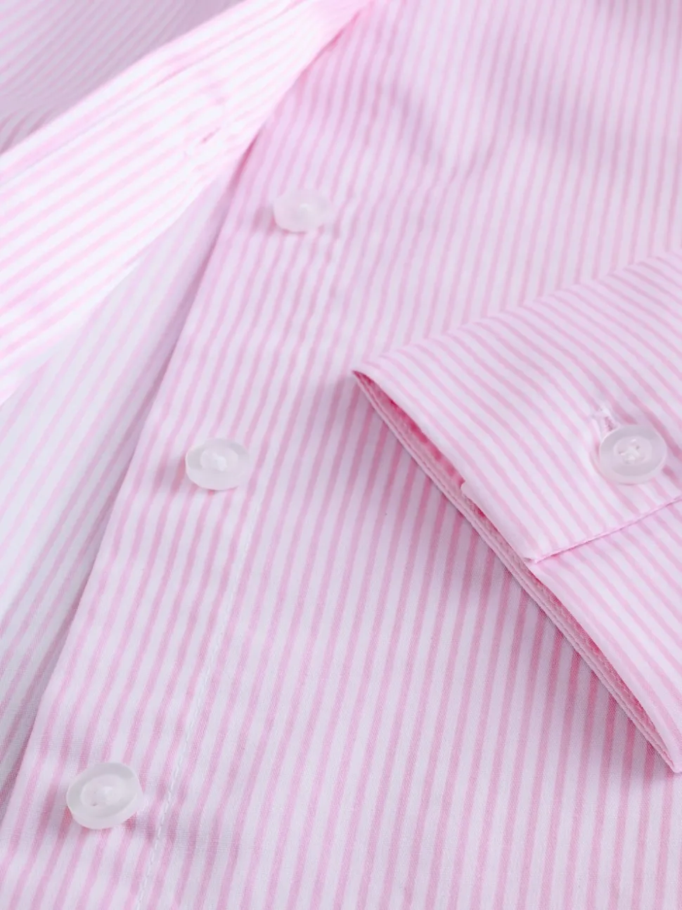 Pink/White Stripe Fitted Stretch Essential Long Sleeve Shirt