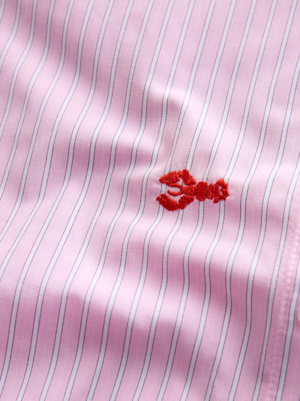 Pink/White Stripe Lobster Embroidered Long Sleeve Shirt