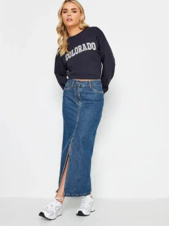 PixieGirl Petite Blue 100% Cotton Maxi Skirt