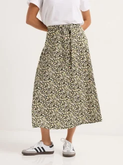 PixieGirl Petite Green Petite Self Belted Midi Skirt