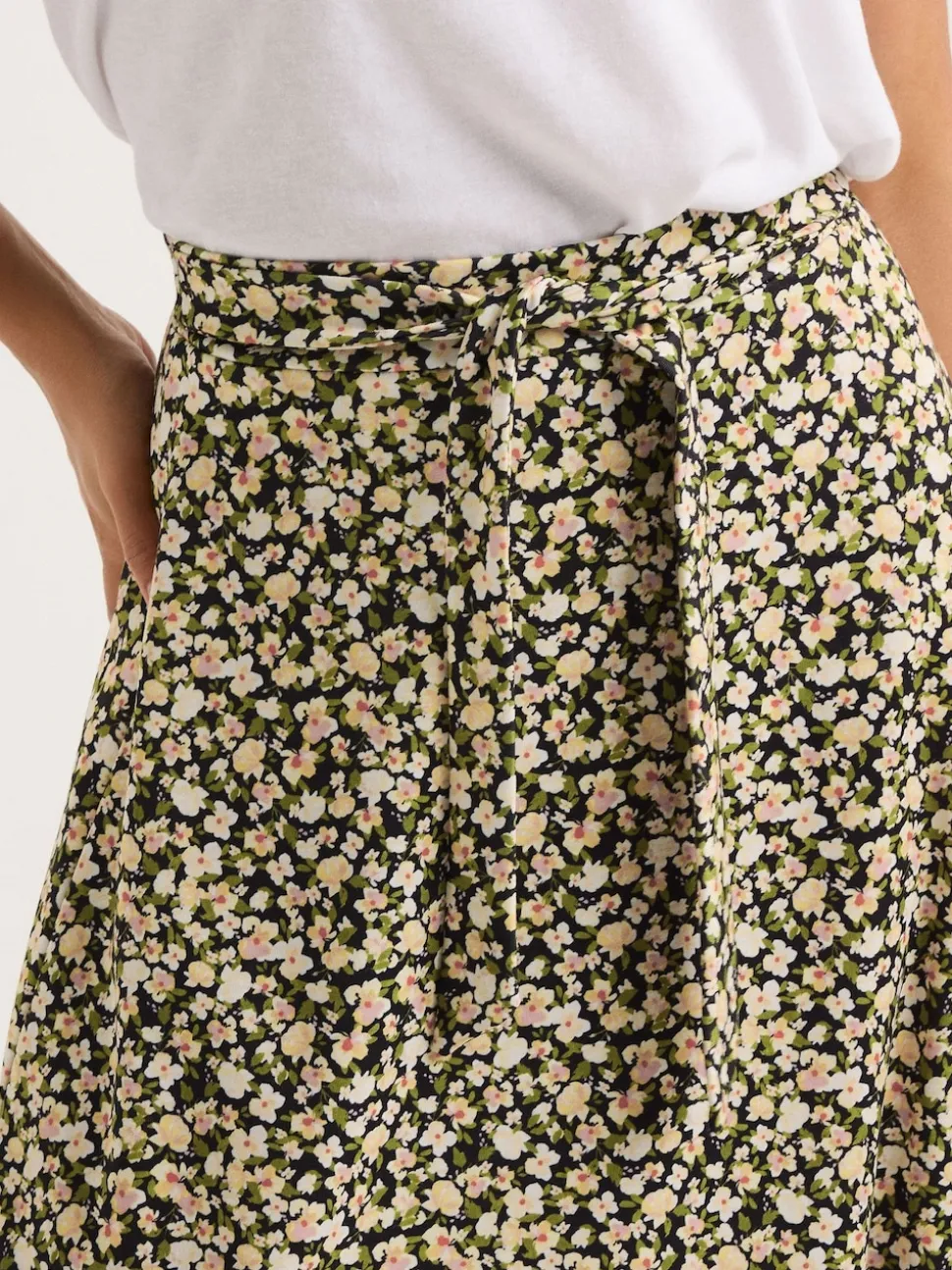 PixieGirl Petite Green Petite Self Belted Midi Skirt