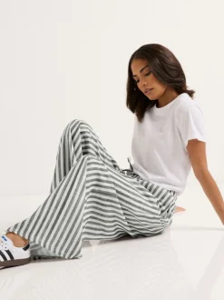 PixieGirl Petite Grey Stripe Wide Leg Trousers