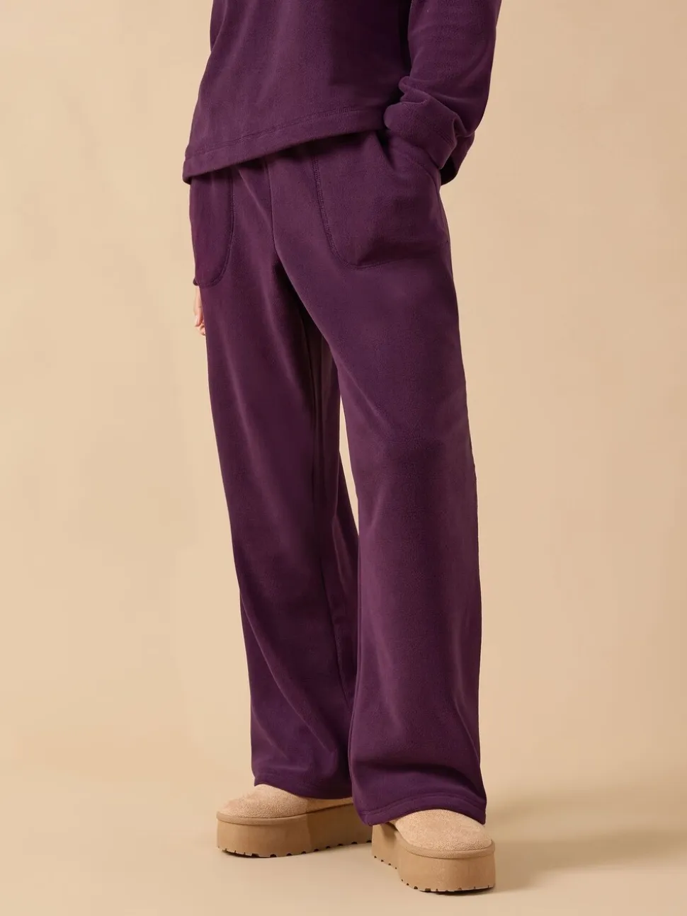 PixieGirl Petite Red Microfleece Wide Leg Joggers