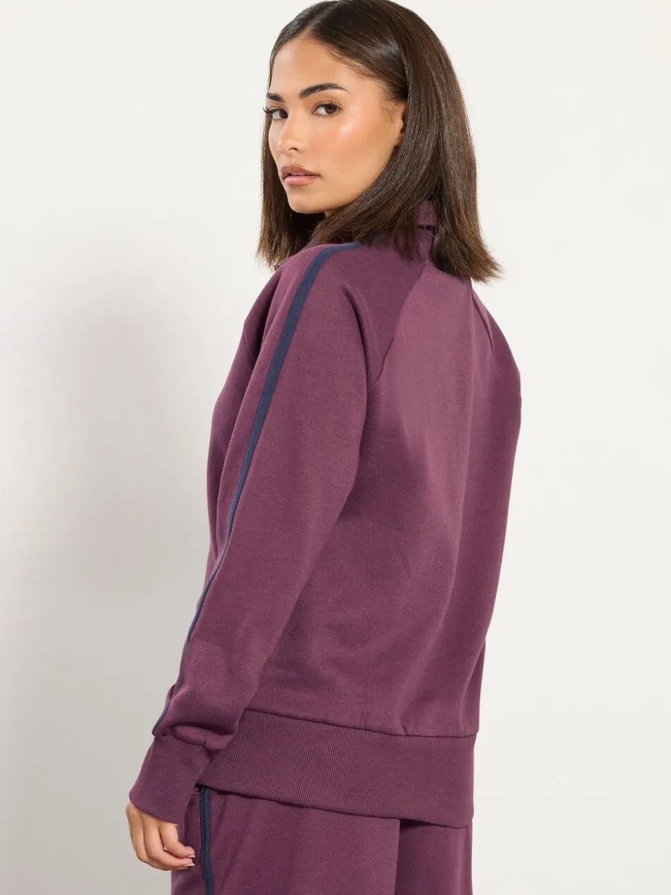 PixieGirl Petite Red Stripe Collar Zip Sweatshirt