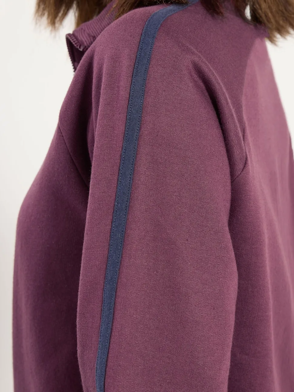 PixieGirl Petite Red Stripe Collar Zip Sweatshirt