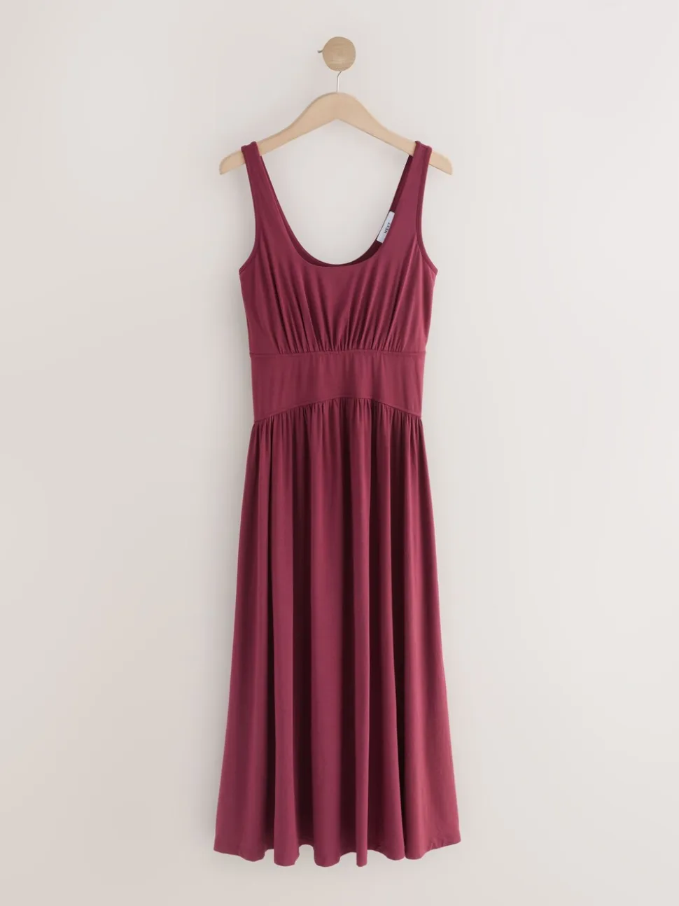 Plum Purple Jersey Waisted Summer Midi Dress