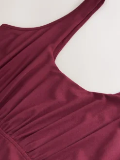Plum Purple Jersey Waisted Summer Midi Dress
