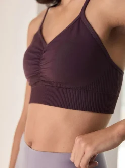 Plum Purple Seamless Strappy Sports Bra