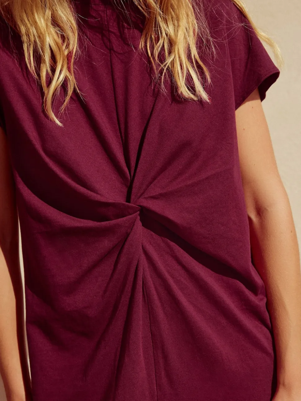 Plum Purple Twist Short Sleeved T-Shirt Summer Dress