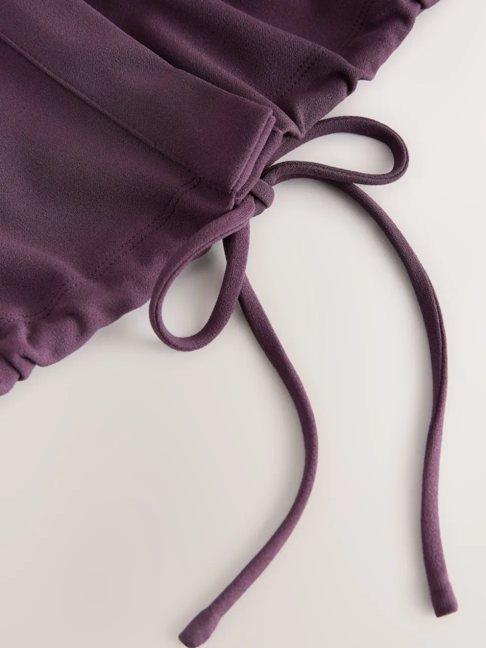 Plum Purple V-Neck Short Sleeved Tie Waist Top