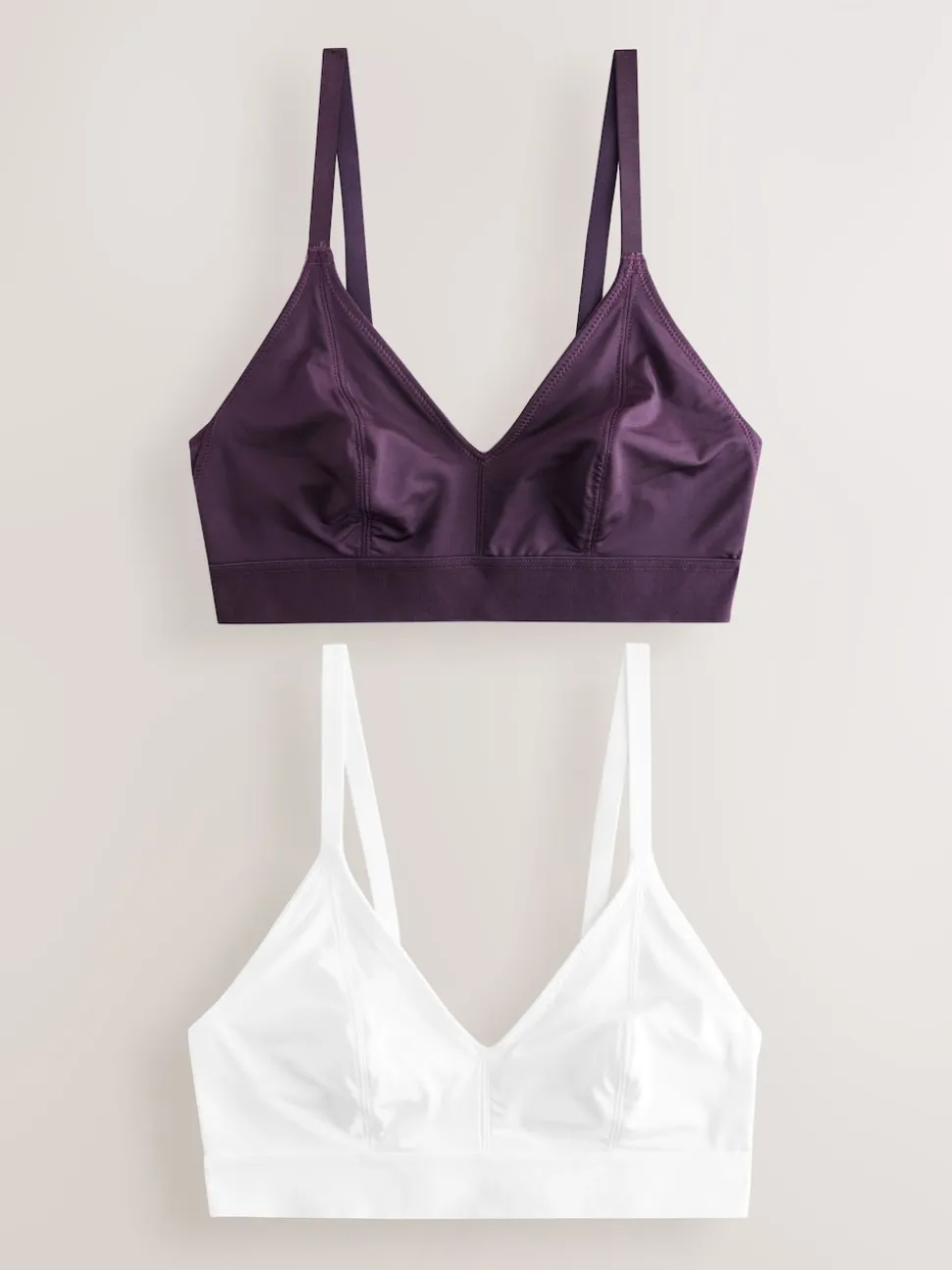 Plum Purple/White Bralette DD+ Ultimate Comfort Non Wire Bralettes 2 Pack