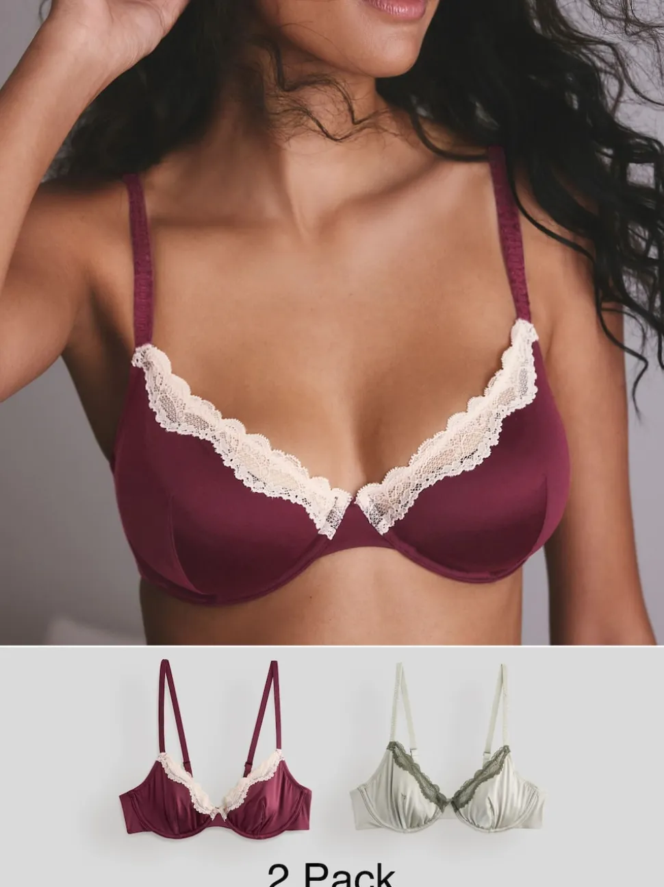 Plum/Green Non Pad Plunge High Shine Bra