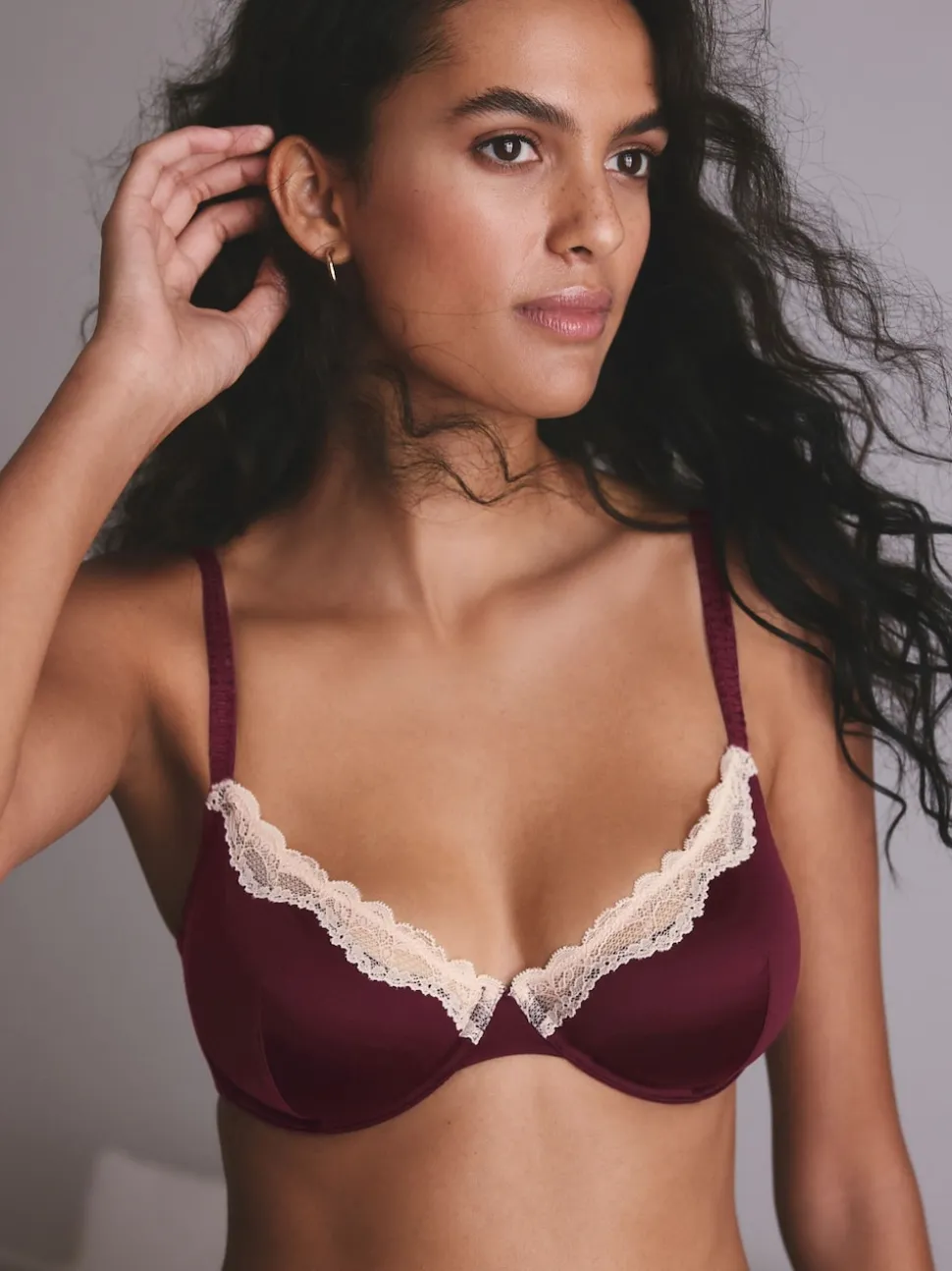 Plum/Green Non Pad Plunge High Shine Bra