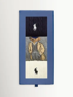 Polo Ralph Lauren Blue Bear Crew Socks 3 Pack