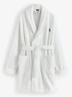 Polo Ralph Lauren White Short Printed Back Bear Robe