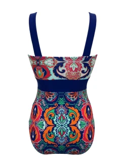 Pour Moi Aqua Blue Palm Springs Colour Block Tummy Control Swimsuit