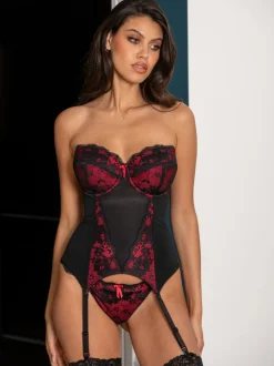 Pour Moi Black Amour Padded Underwired Strapless Basque Bra