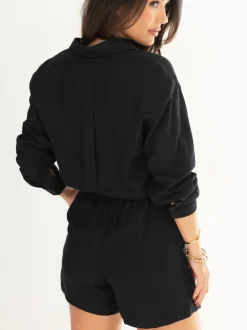 Pour Moi Black Bree High Waist Elasticated Shorts