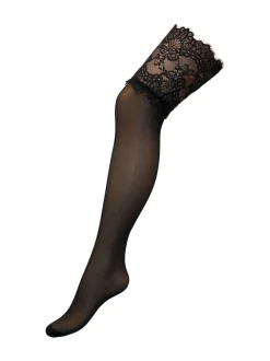 Pour Moi Black Dark Deep Eyelash 15 Denier Lace Hold-Ups