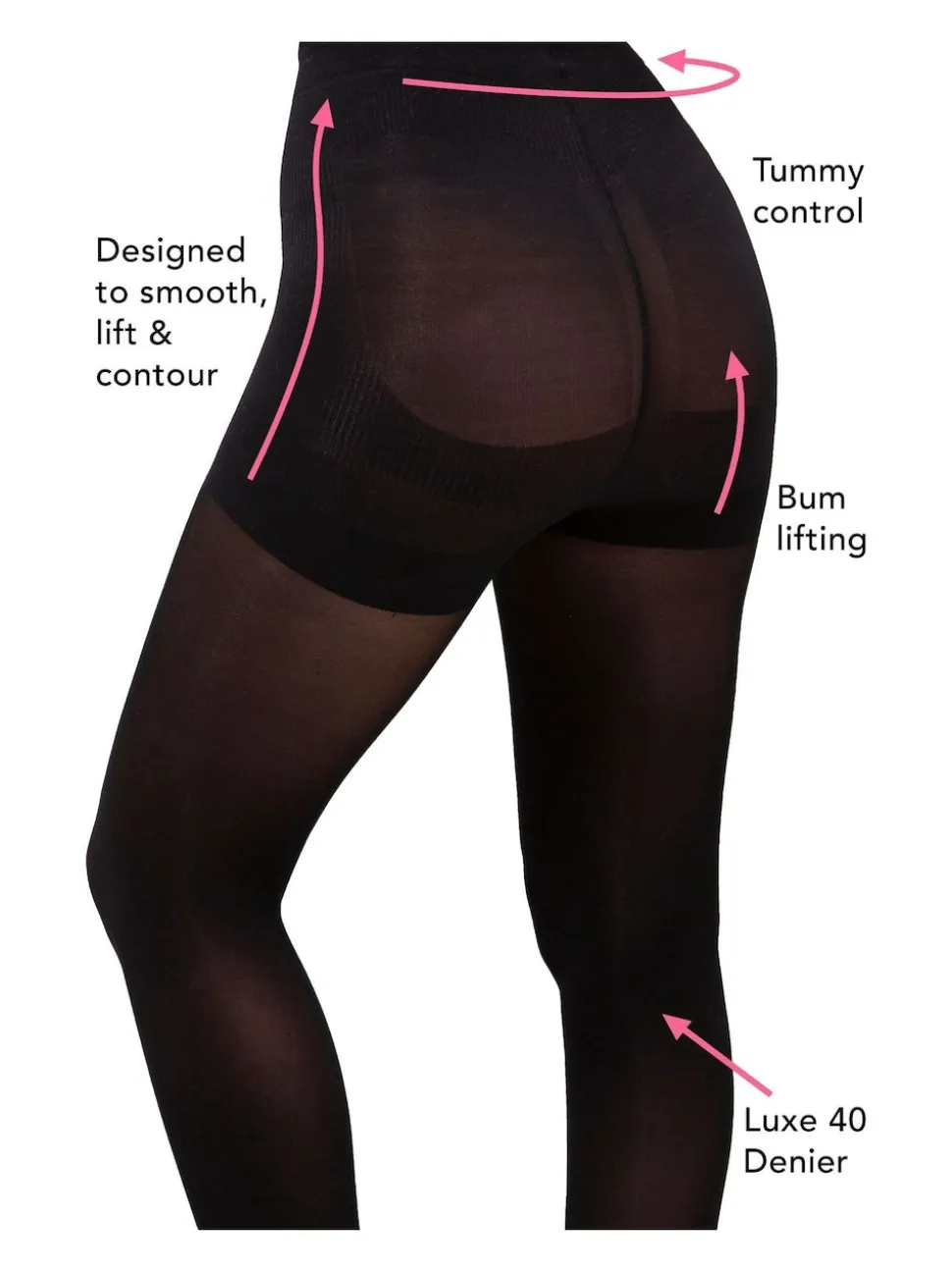 Pour Moi Black Definitions 40 Denier Shaping Control Tights